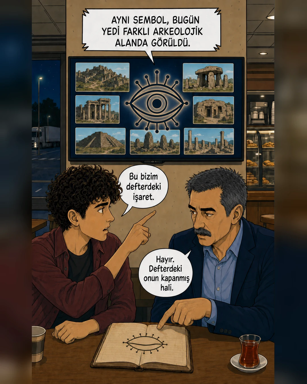 Tesis televizyonu aynı sembolün yedi arkeolojik alanda görüldüğünü bildiriyor.