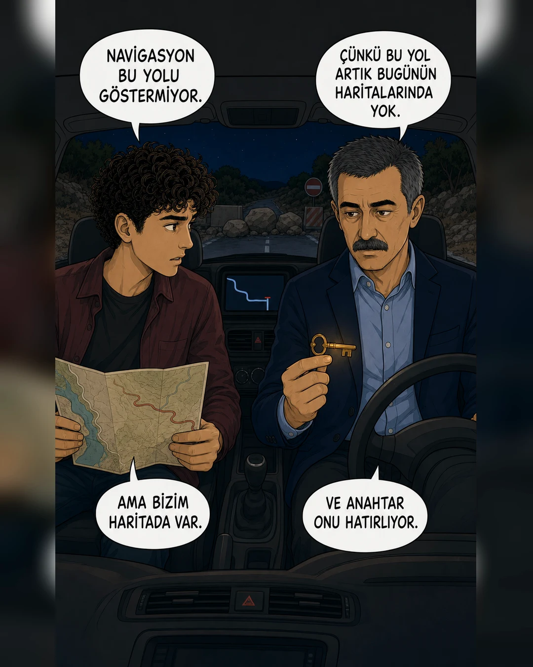 Navigasyonda görünmeyen yol eski haritada belirirken anahtar yeniden ısınıyor.