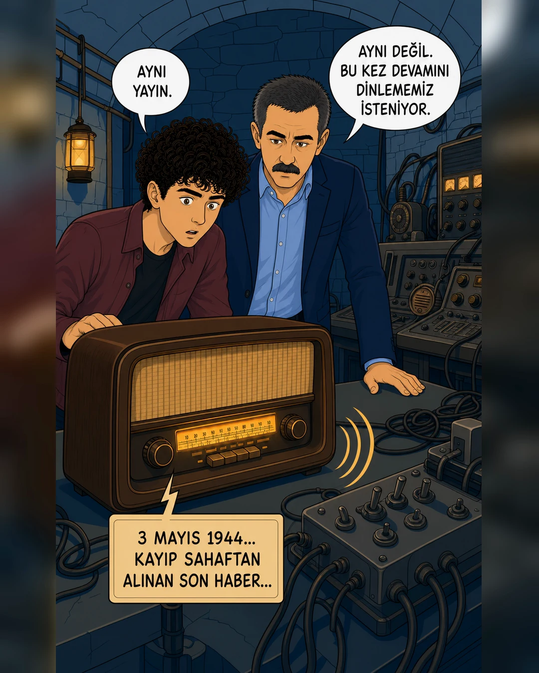 Eski radyolarla dolu yeraltı odasında 1944 tarihli yayın yeniden başlıyor.