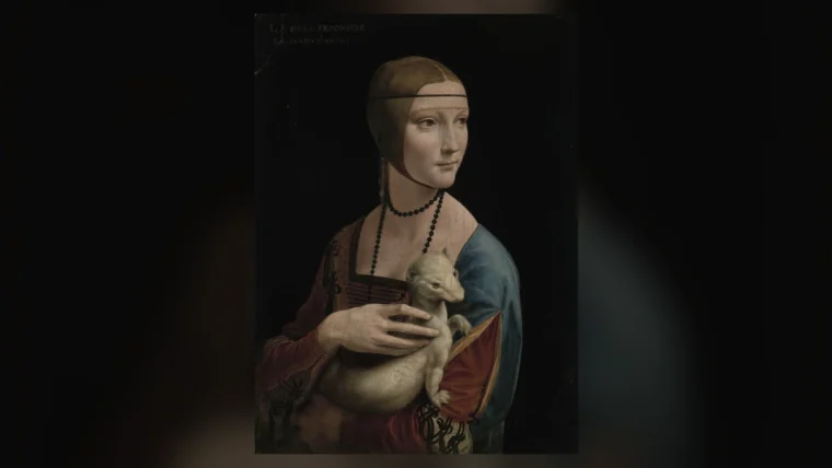 Leonardo da Vinci'nin Kakımlı Kadın tablosunun tamamını kullanan yazısız kapak görseli
