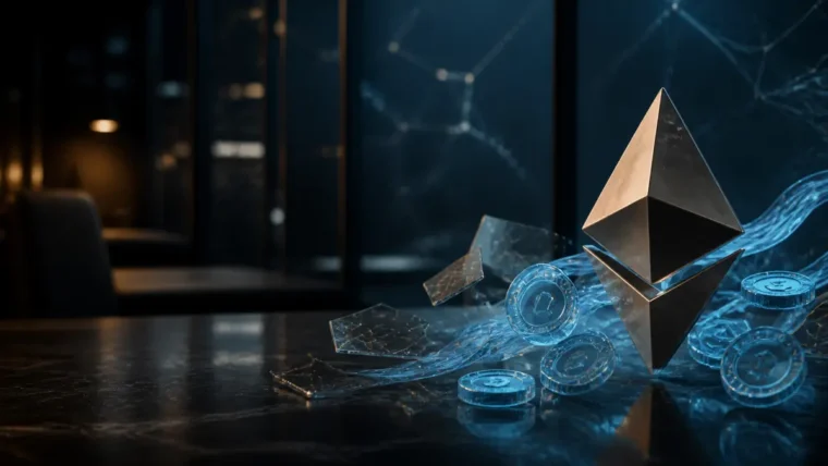 Ethereum stablecoin altyapısını anlatan yazısız editoryal görsel.
