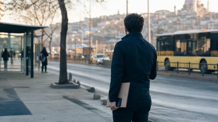 İstanbul’da iş aramanın ulaşım ve gündelik maliyetlerini anlatan yazısız editoryal görseli