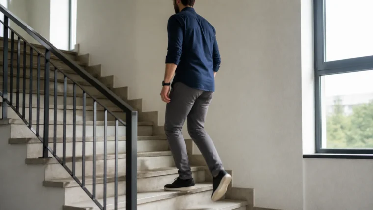 Merdiven çıkan bir kişinin gündelik hareketi